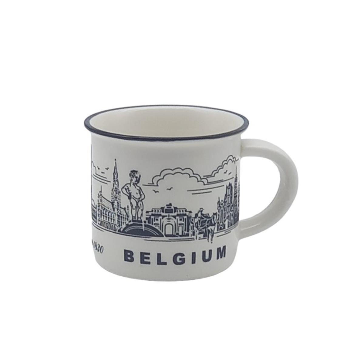 White Mini Mug Belgium Skyline