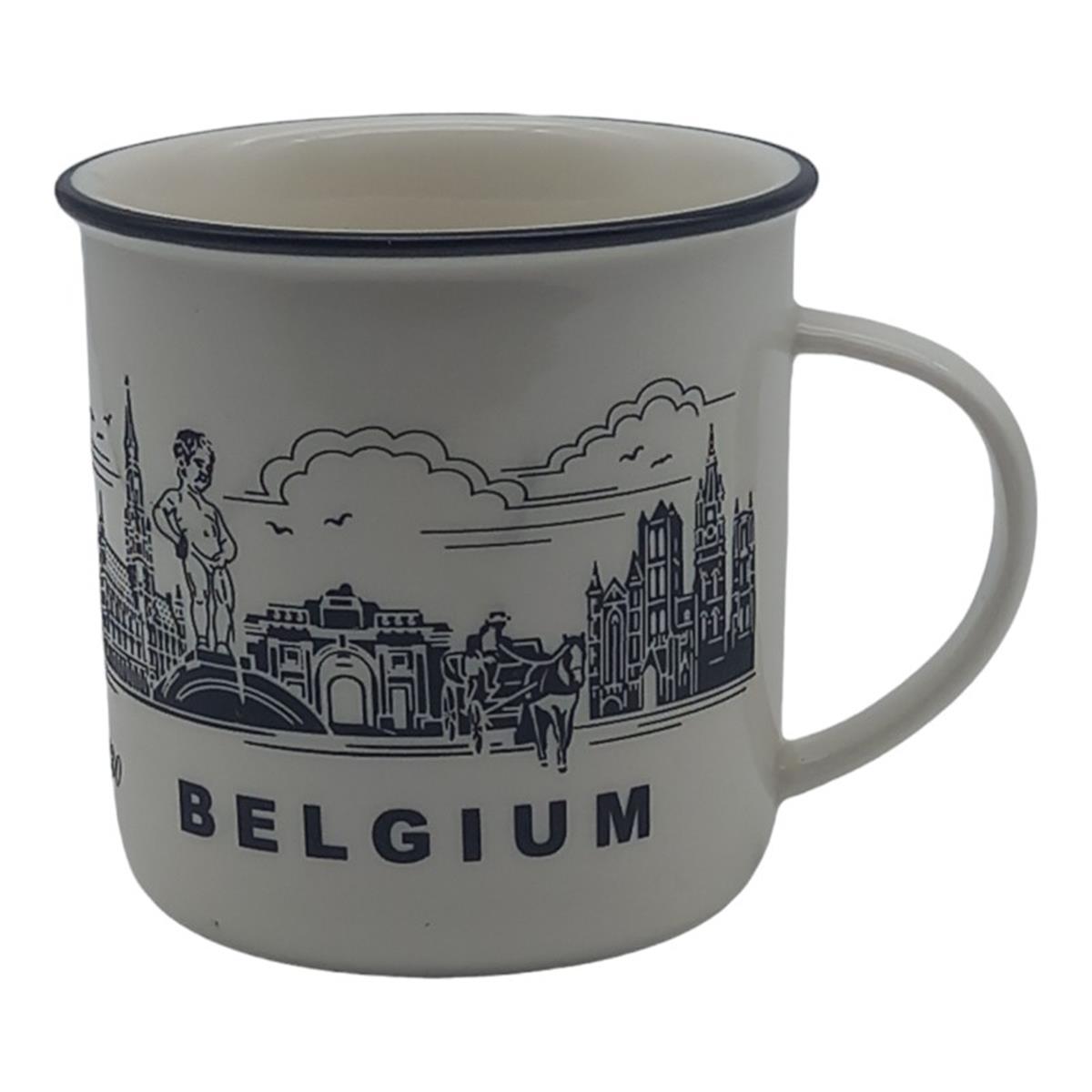 White Mug Belgium Skyline