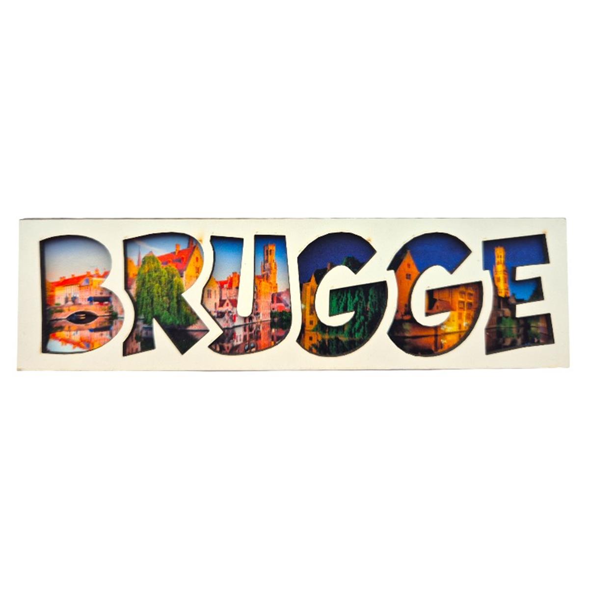 Wooden magnet Brugge Kaai Night