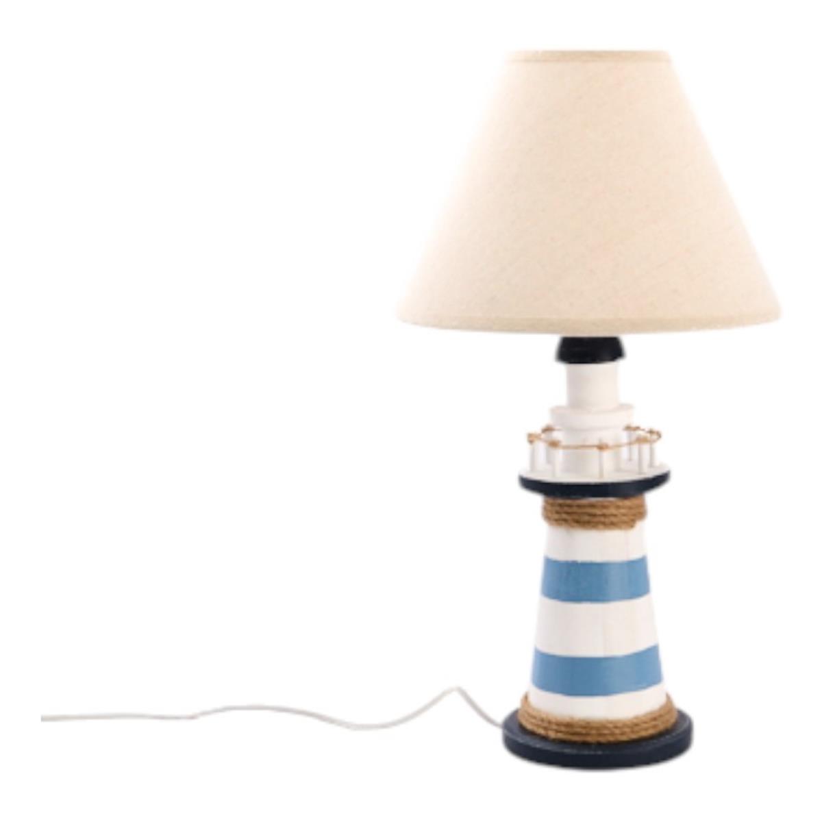 Lamp vuurtoren wit/blauw 45 cm