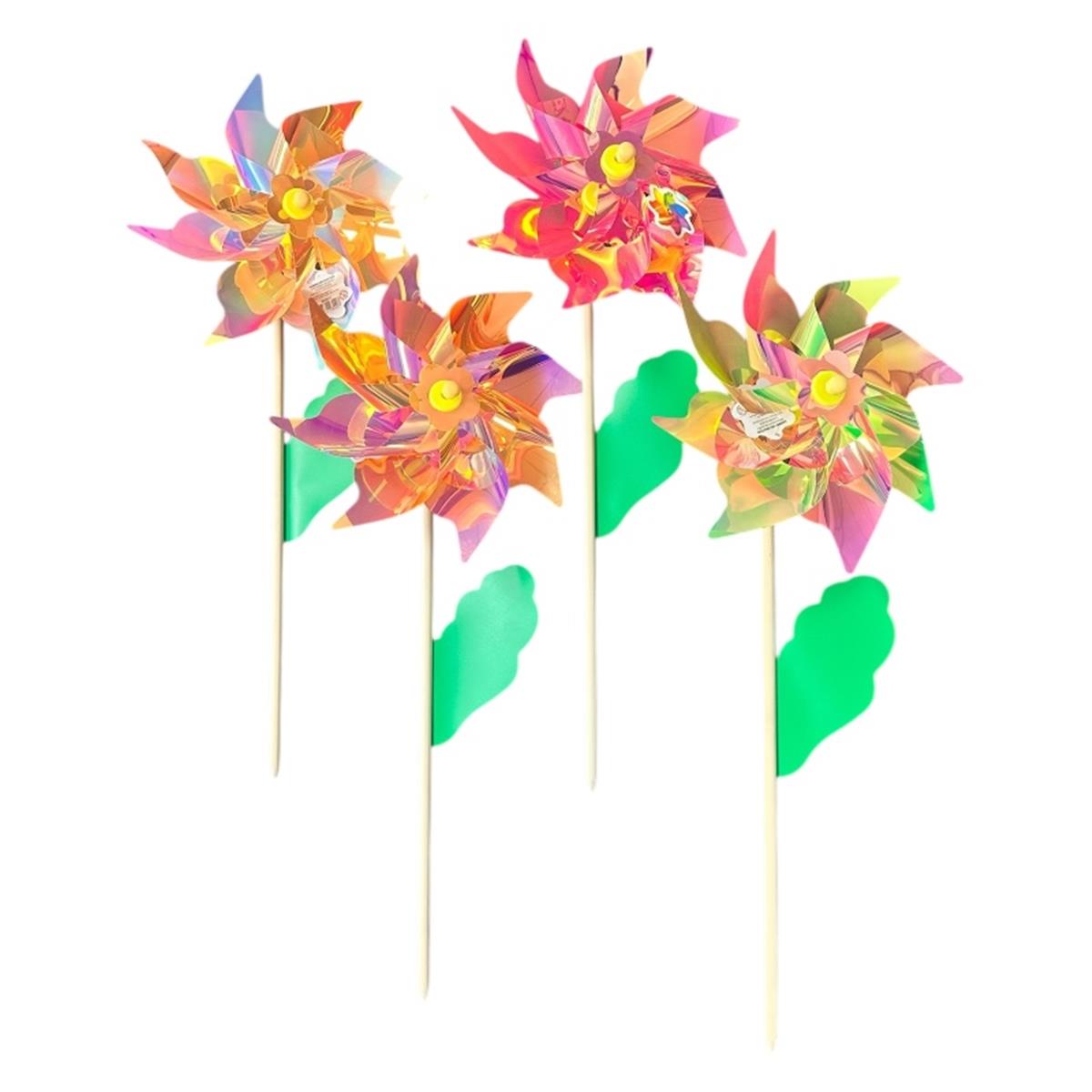 Windmolen houten stok dia 36 cm metalic 4 ass