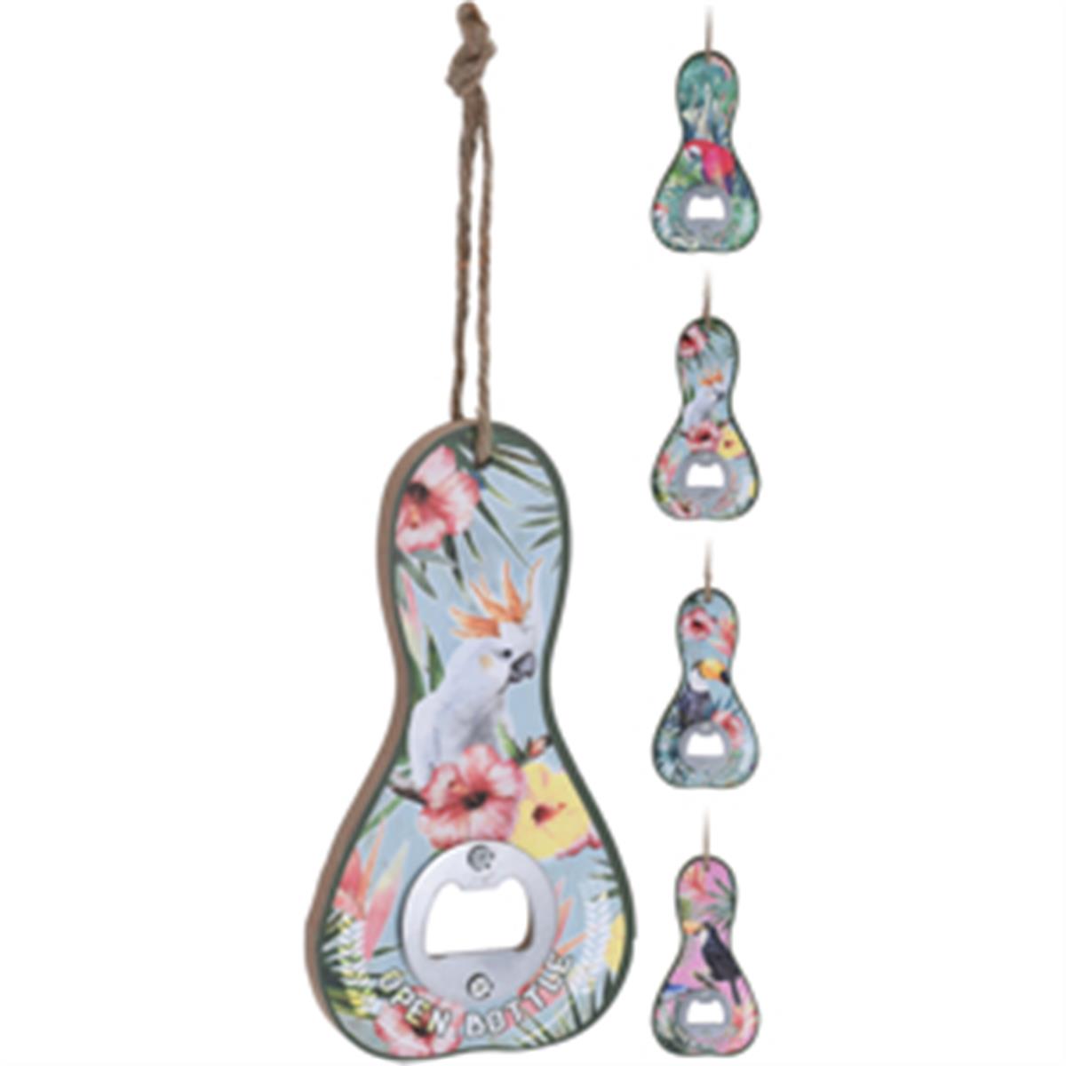 Ouvre-bouteille avec corde 15 * 8 cm oiseaux tropicaux
