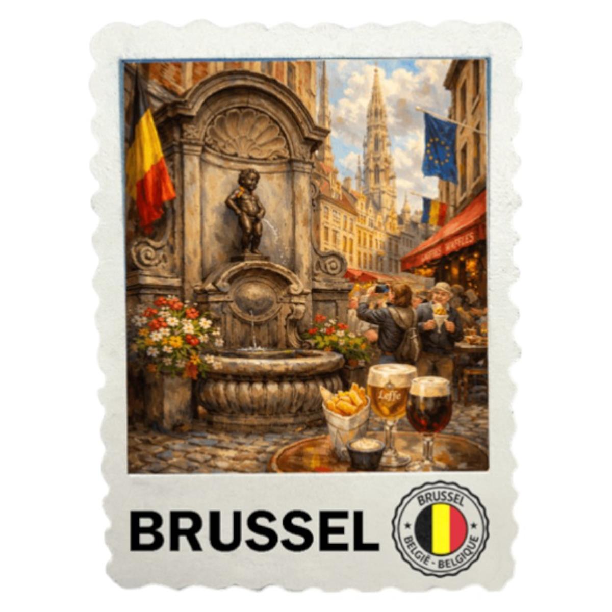 Magneet postzegel 3D Brussel