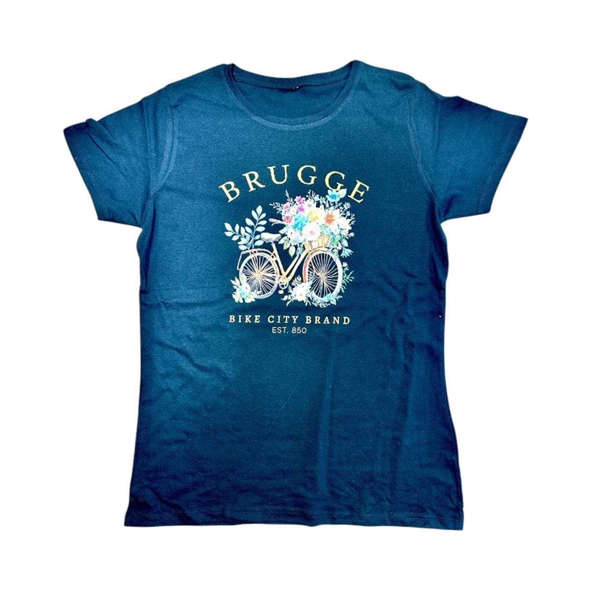 T-Sh ladies Brugge Bike flowers black L