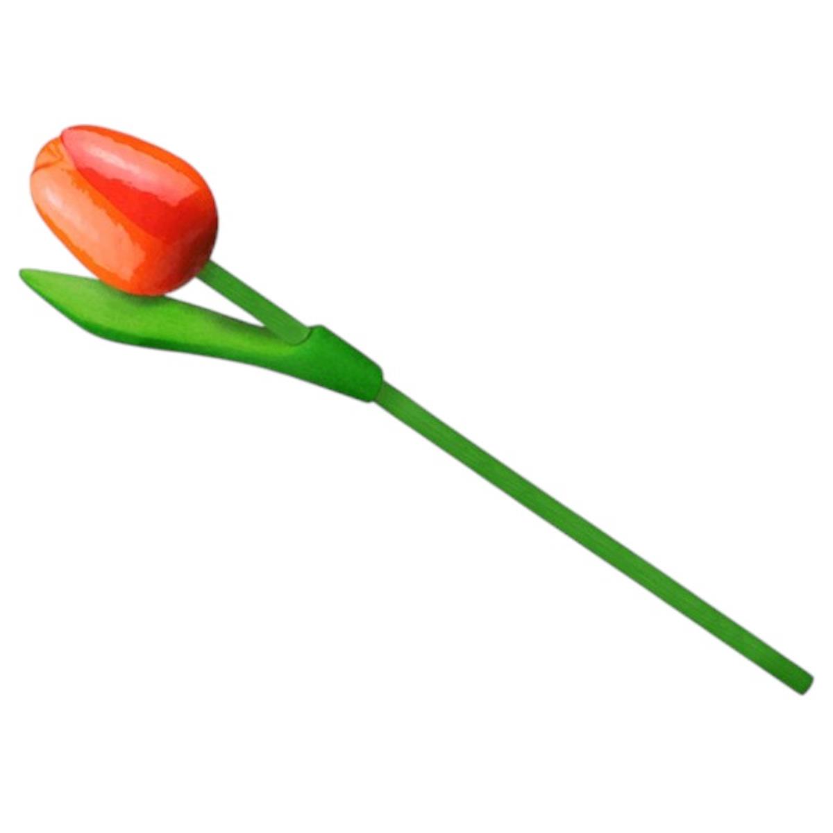 Tulp hout oranje rood 20 cm