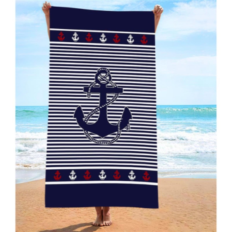Strandlaken anker fine stripe navy 70 - 140 cm