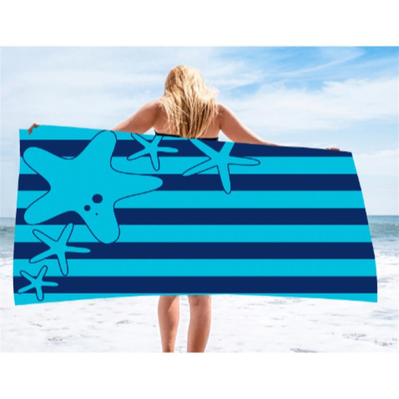 Strandlaken zeester blue stripe 70 * 140 cm