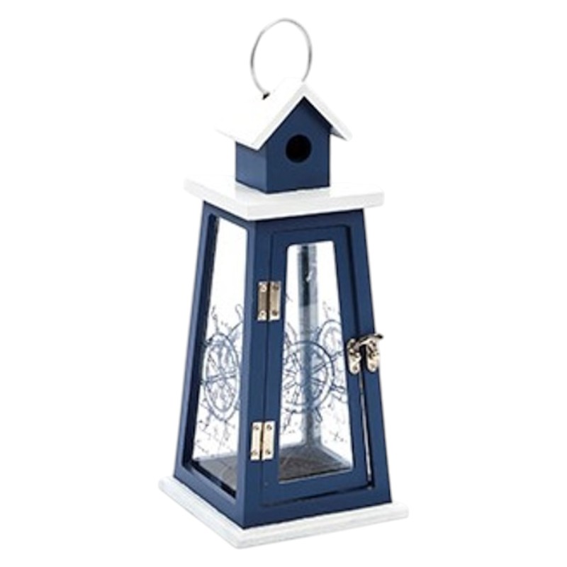 Lantaarn wit/blauw 29 cm