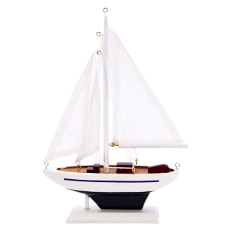 Zeilboot wit/blauw 20.5 cm