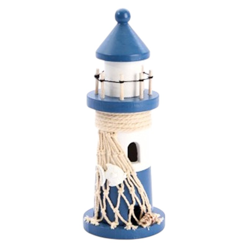 Vuurtoren blauw/wit 19 cm