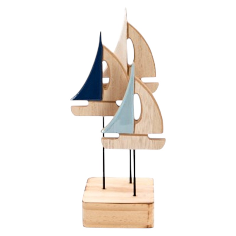 3 boten op houten voet 23.5 cm