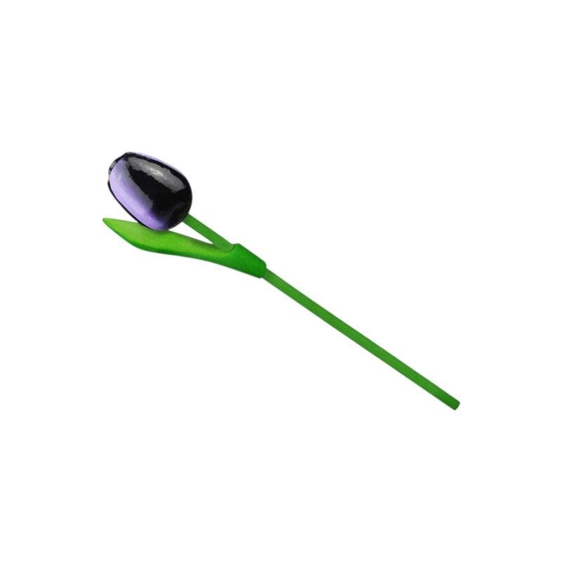 Tulp hout aubergine wit 20 cm