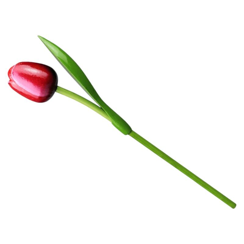 Tulp hout rood wit 34 cm