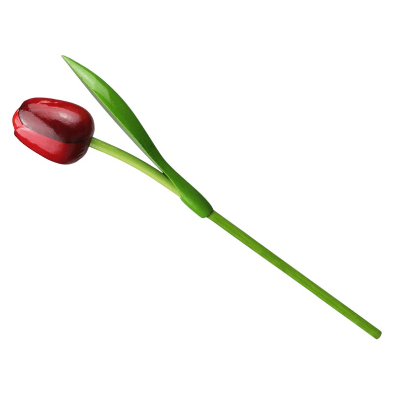 Tulipe en bois rouge/aubergine 34 cm