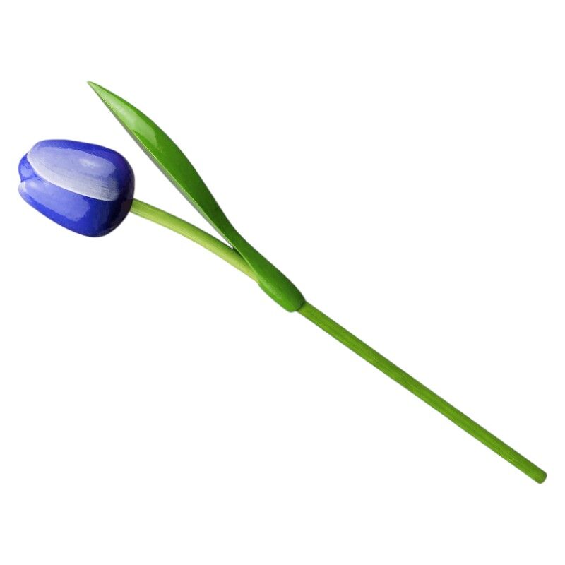Tulp hout blauw wit 34 cm