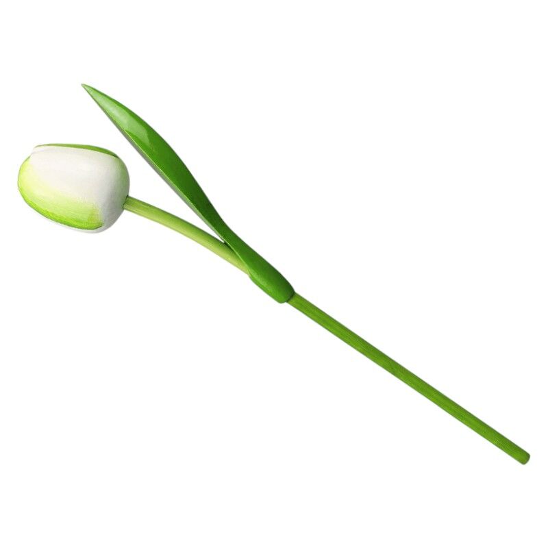 Tulp hout wit groen 34 cm