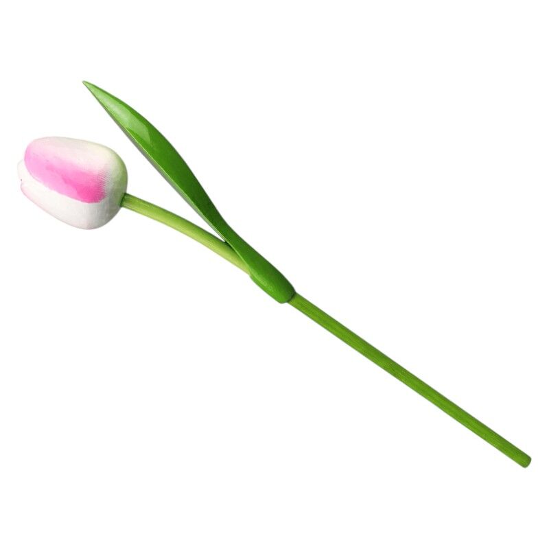 Tulp hout wit roze 34 cm