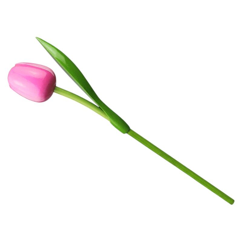 Tulp hout roze wit 34 cm