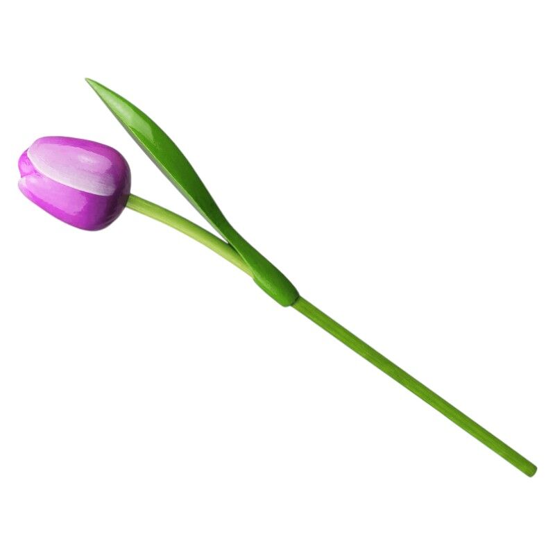 Tulp hout paars/wit 34 cm