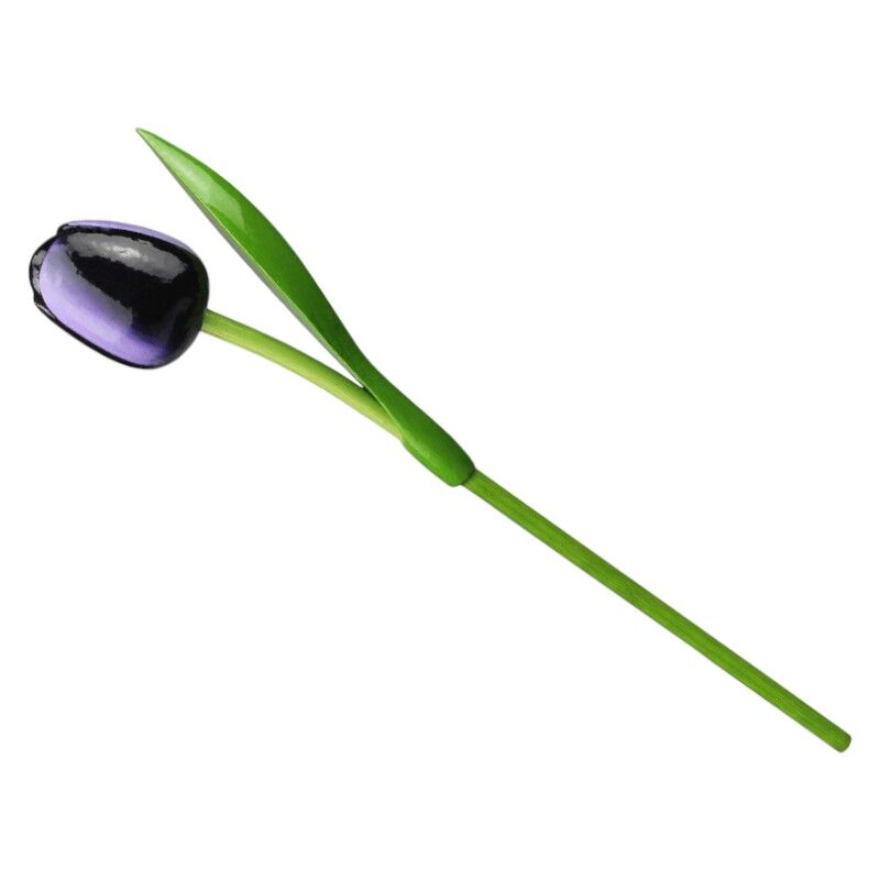 Tulp hout aubergine wit 34 cm