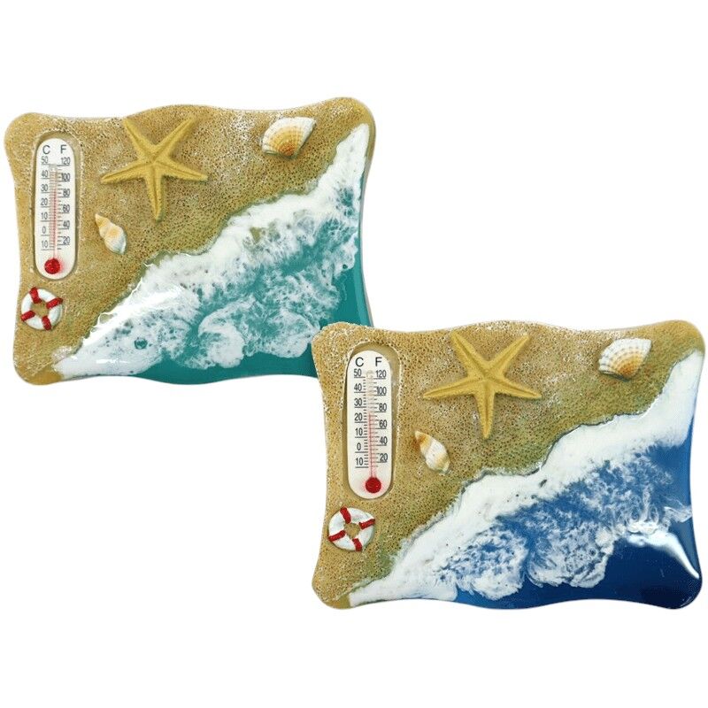 Magneet met thermometer blauw/groen