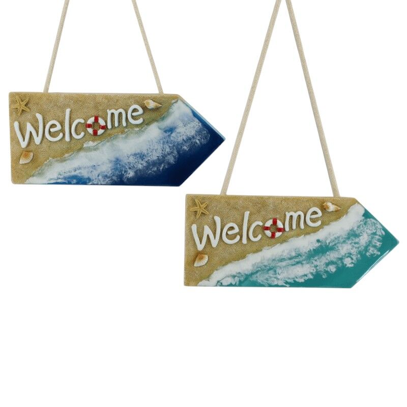 Bordje Welcome, blauw en groen