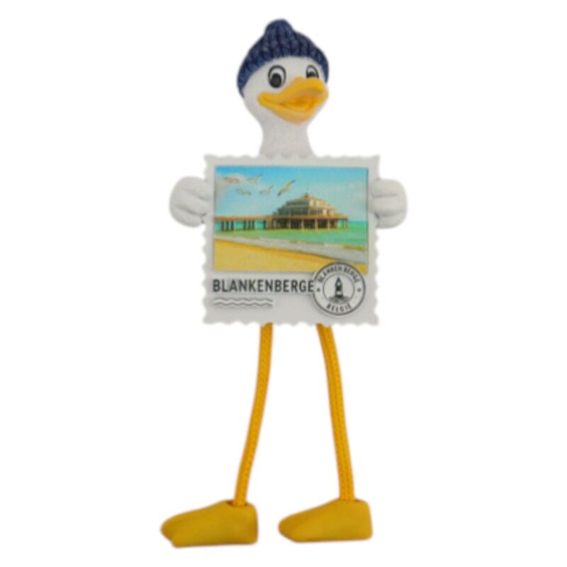 Magneet meeuw + postzegel Blankenberge