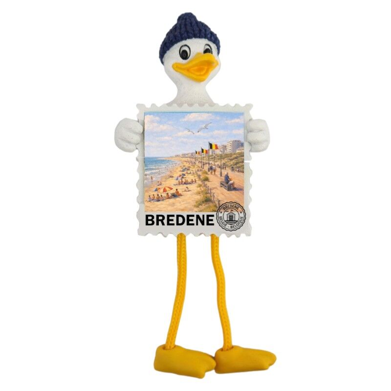 Magneet meeuw + postzegel Bredene