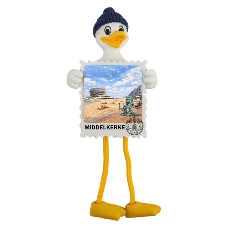 Magneet meeuw + postzegel Middelkerke