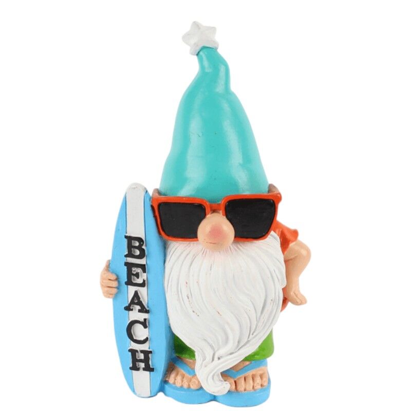 Kabouter met bril en surfplank