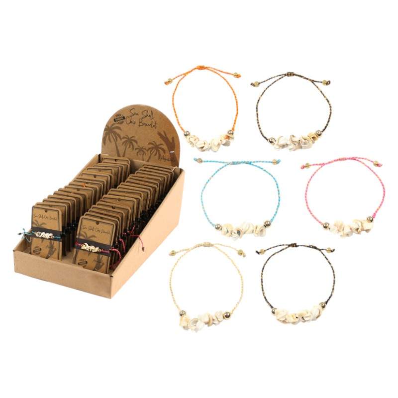 36 armbandjes verstelbaar+schelp