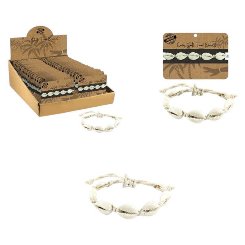 48 armbandjes cowry schelp heren