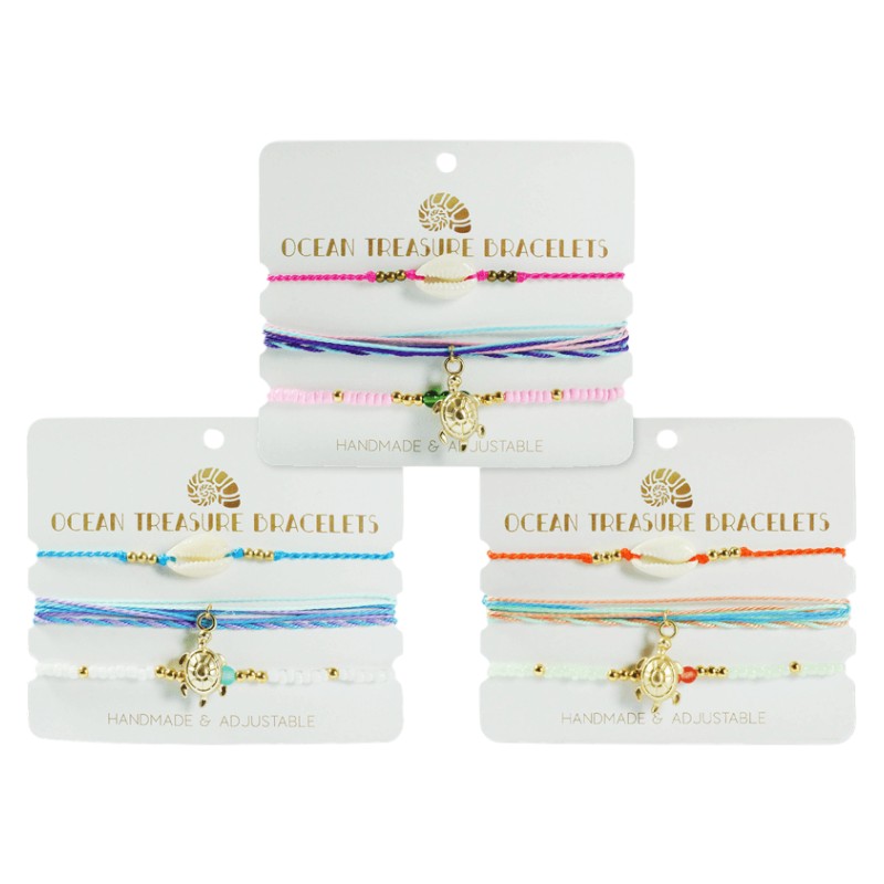 3 Armbandjes op kaartje schildpadje