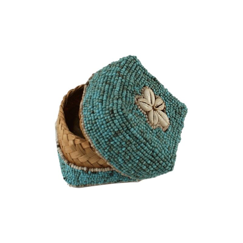 Kralendoosje schelpen turquoise 9cm