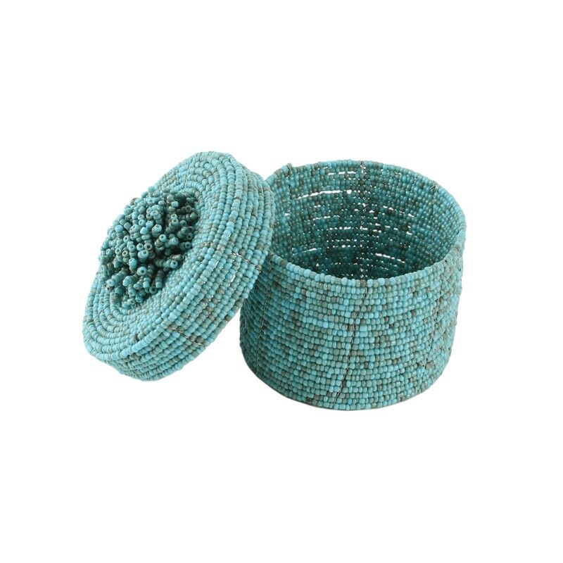 Kralendoosje turquoise rond 9cm