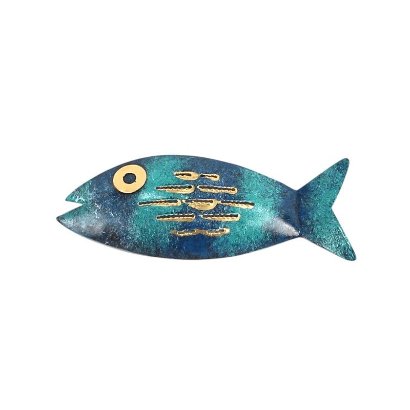 Metalen  visje met haak blauw 15cm