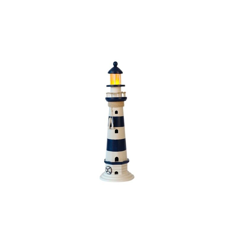 Vuurtoren blauw/wit 41cm met licht