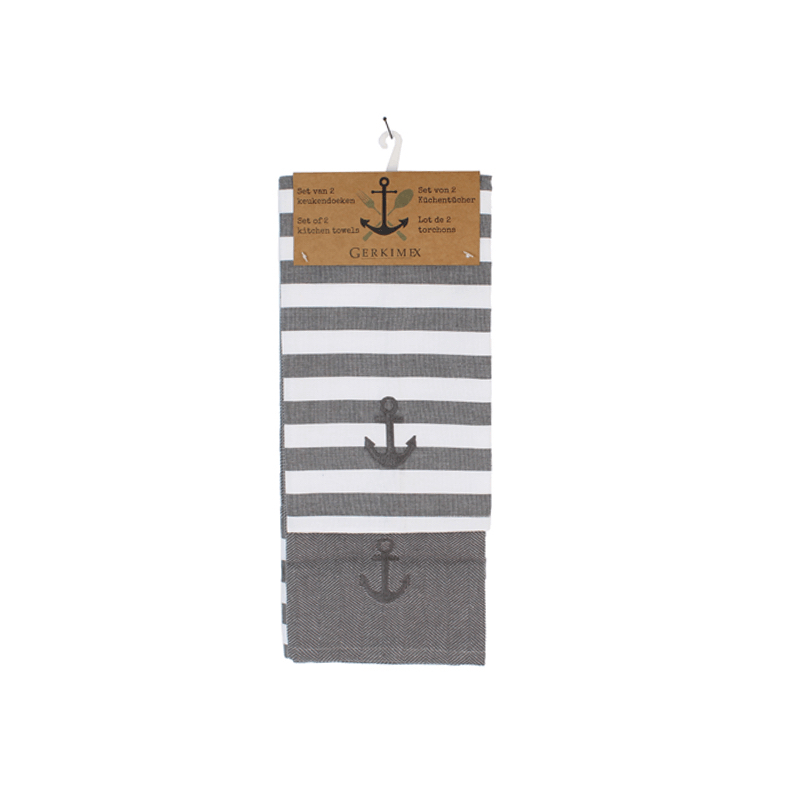 Lot de 2 torchons gris