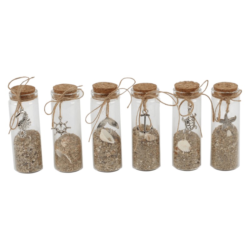 Bouteille avec sable et coquillages  grand ass.