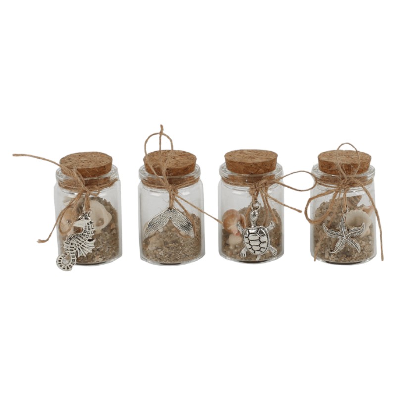 Bouteille avec sable et coquillages  petite ass.