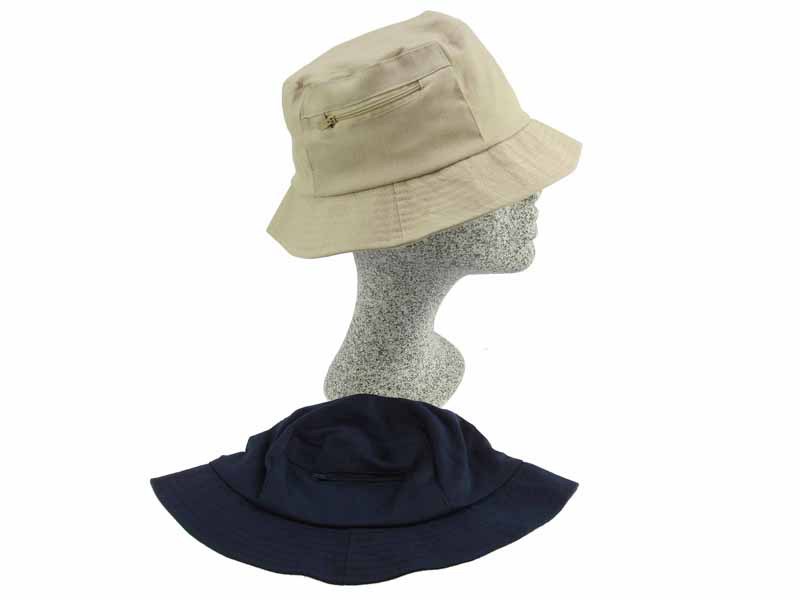 Chapeau de soleil avec fermeture éclair bleu marine/beige 2 ass