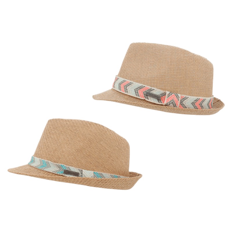 Paper straw hoed met band 2ass