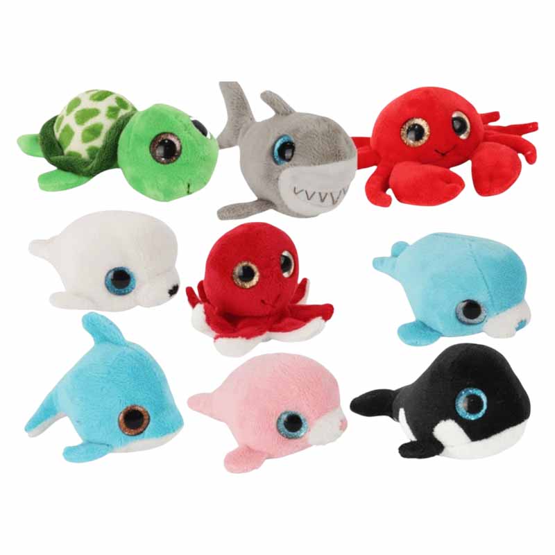 Pluche zeedieren 9 ass 10cm