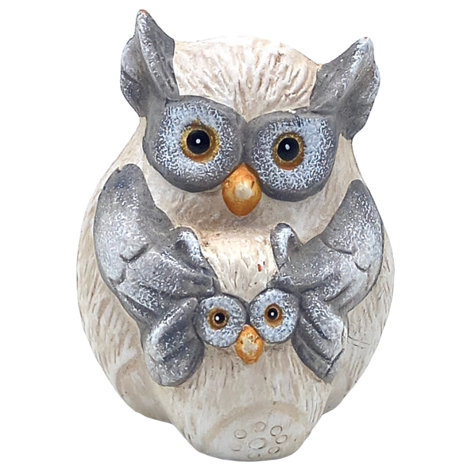 Dc-0589A Grey Mother Owl With Child 10 Cm. 