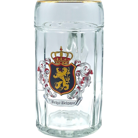 Beerglass 1L Belgium Emblem