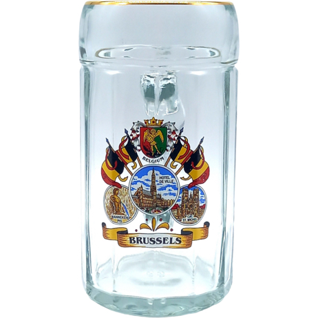 Beerglass 1L Brussels Flags