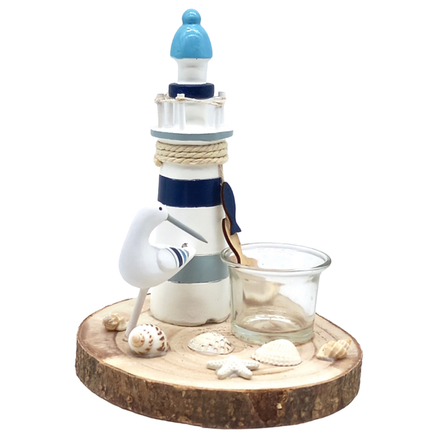 Dc-3725A Deco Lighthouse With Seagull 16X20 Cm