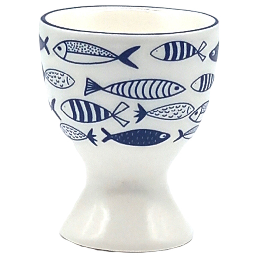 Tw-0417 Egg Cup Blue Fishes 5.5X6.5Cm 1/6/192