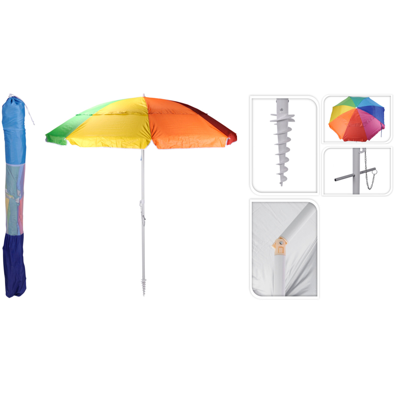 Strandparasol 220 cm met voetschroef