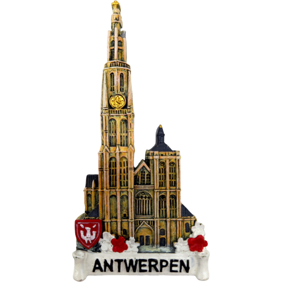 Magneet Antwerpen Kathedraal+Bloemen+Schild